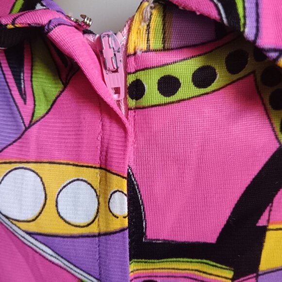 Vintage Women's 8/10 Med Dress 1960's Psychedelic Mod Garage Belted Cowl Neck - Picture 4 of 9